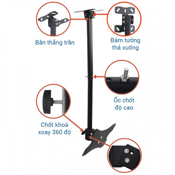 Giá treo Tivi thả trần RM510 Xoay 360 độ – Hàng nhập khẩu 24-43Inch - 7